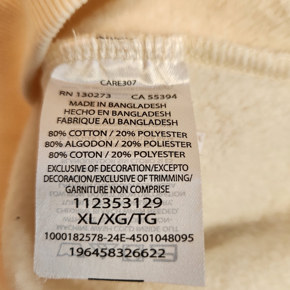 NWT Wrangler Cream Hoodie with Bold Logo, Size XL - Picture 6 of 7